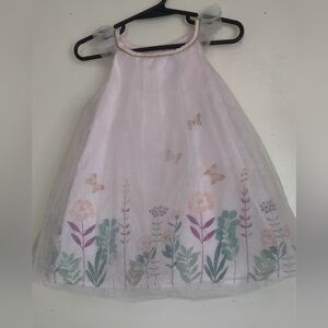 Catherine Malandrino Mini Baby Pink & White Dress Sz 18months TULLE Butterfly